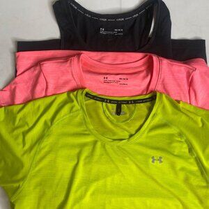 Lot of 3 Under Armour HeatGear Tops Womens Size M Athleisure Activewear